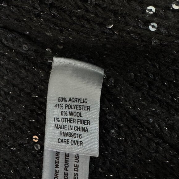 Laura Ashley Sequined Open-Front Knit Cardigan Sweater L Grey - Picture 5 of 12